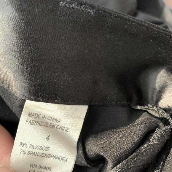 Theory‎ Emery Silk Black Wide Leg Flare Dress Pants with Pockets Sz 4 - Picture 6 of 11